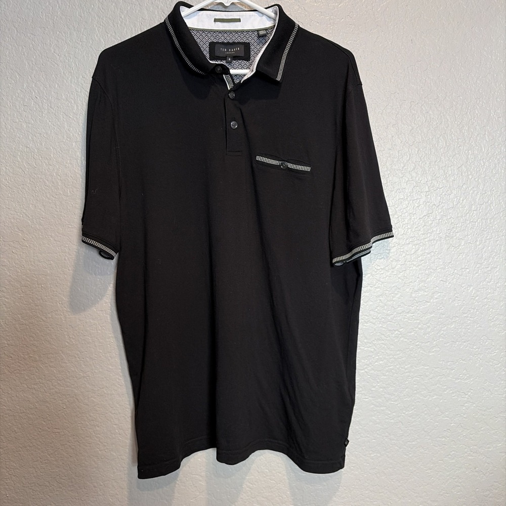 Ted Baker London Tortila Polo Shirt Mens 6 XL Black Short Sleeve‎ Pocketed Golf